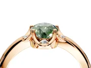 Floral Frame Engagement Ring Setting for Fancy Green Pear-Shaped Center with Accent Clusters and Prong Head in Rose Gold