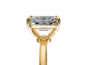 Minimalist Solitaire Engagement Ring Setting for Emerald Cut Center with Thin Band and Prong Head in Yellow Gold