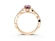 Solitaire Engagement Ring Setting for Fancy Pink Emerald Cut Center with Twisted Pave Split Shank and Prong Head in Rose Gold