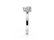 Hidden Halo Engagement Ring Setting for Heart-Shaped Center with Wide Flat Plain Band and Prong Head in Platinum
