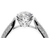 Solitaire Engagement Ring Setting for Marquise Center with Multi-Row Accents and Prong Head in White Gold