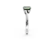 Solitaire Engagement Ring Setting for Fancy Green Asscher Cut Center with Plain Bypass Twist Band and Prong Head in Platinum