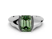 Tension Engagement Ring Setting for Fancy Green Emerald Cut Center with Wide Tapered Band and Tension Head in Platinum
