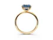 Hidden Halo Engagement Ring Setting for Fancy Blue Asscher Cut Center with Thin Round-Wire Band and Prong Head in Yellow Gold