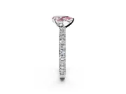 Solitaire Engagement Ring Setting for Fancy Pink Pear-Shaped Center with Milgrain-Edged Pave Band and Prong Head in Sterling Silver