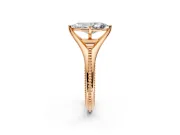 Solitaire Engagement Ring Setting for Marquise Center with Milgrain Cathedral Band and Prong Head in Rose Gold