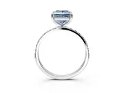 Solitaire Engagement Ring Setting for Fancy Blue Princess Cut Center with Pave Accents and Prong Head in White Gold