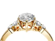 Solitaire Engagement Ring Setting for Marquise Center with Marquise Flower Shoulders and Prong Head in Yellow Gold