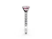 Solitaire Engagement Ring Setting for Fancy Pink Princess Cut Center with Large Accents and Prong Head in Platinum