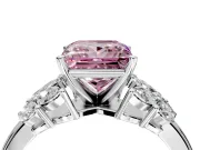 Leaf Cluster Engagement Ring Setting for Fancy Pink Princess Cut Center with Marquise Accents and Prong Head in Sterling Silver