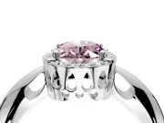 Halo Engagement Ring Setting for Fancy Pink Oval Center with Tapered Plain Band and Prong Head in Platinum