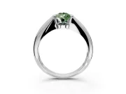 Tension Engagement Ring Setting for Fancy Green Pear-Shaped Center with Wide Tapered Band and Tension Head in Sterling Silver