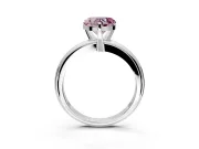 Solitaire Engagement Ring Setting for Fancy Pink Heart-Shaped Center with Wire Band and Prong Head in Sterling Silver