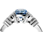 Floral Engagement Ring Setting for Fancy Blue Emerald Cut Center with Marquise Cluster Shoulders and Prong Head in Platinum