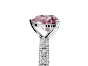 Solitaire Engagement Ring Setting for Fancy Pink Heart-Shaped Center with Shared-Prong Accents and Prong Head in Sterling Silver
