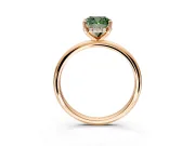 Hidden Halo Engagement Ring Setting for Fancy Green Cushion Cut Center with Thin Round-Wire Band and Prong Head in Rose Gold