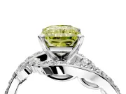 Solitaire Engagement Ring Setting for Fancy Yellow Radiant Cut Center with Pave Bypass Twist Band and Prong Head in White Gold