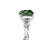 Solitaire Engagement Ring Setting for Fancy Green Cushion Cut Center with Bezel Station Band and Prong Head in Platinum