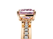 Solitaire Engagement Ring Setting for Fancy Pink Princess Cut Center with Raised Channel Band and Prong Head in Rose Gold