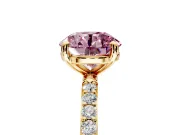 Solitaire Engagement Ring Setting for Fancy Pink Round Cut Center with Pave Accents and Prong Head in Yellow Gold