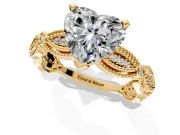 Solitaire Engagement Ring Setting for Heart-Shaped Center with Marquise Panel Band and Prong Head in Yellow Gold