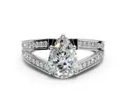 Split Shank Engagement Ring Setting for Pear-Shaped Center with Pave Split Shank and Prong Head in Platinum