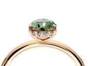 Solitaire Engagement Ring Setting for Fancy Green Pear-Shaped Center with Plain Band, Open Basket and Prong Head in Rose Gold