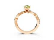 Solitaire Engagement Ring Setting for Fancy Yellow Pear-Shaped Center with Bar-Station Pave Twist and Prong Head in Rose Gold