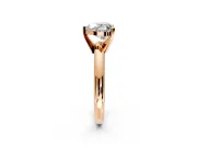 Solitaire Engagement Ring Setting for Heart-Shaped Center with Wire Band and Prong Head in Rose Gold