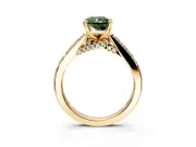 Solitaire Engagement Ring Setting for Fancy Green Radiant Cut Center with Crossover Accents and Prong Head in Yellow Gold