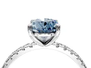 Solitaire Engagement Ring Setting for Fancy Blue Oval Center with Fine Pave Narrow Band and Prong Head in Platinum