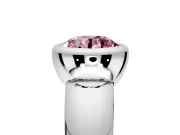 Solitaire Engagement Ring Setting for Fancy Pink Round Cut Center with Wide Band and Bezel Head in Platinum