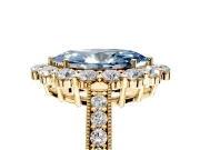 Halo Engagement Ring Setting for Fancy Blue Marquise Center with Milgrain Channel Band and Prong Head in Yellow Gold
