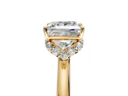 Hidden Halo Engagement Ring Setting for Princess Cut Center with Plain Rounded Band and Prong Head in Yellow Gold