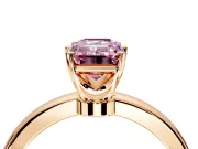 Solitaire Engagement Ring Setting for Fancy Pink Emerald Cut Center with Plain Band and Tulip Prong Head in Rose Gold