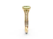 Solitaire Engagement Ring Setting for Fancy Yellow Asscher Cut Center with Pave Rail Split Shank and Prong Head in Yellow Gold