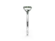 Solitaire Engagement Ring Setting for Fancy Green Radiant Cut Center with Straight Thin Band and Prong Head in Sterling Silver