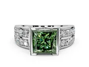 Bezel Engagement Ring Setting for Fancy Green Princess Cut Center with Wide Channel-Set Band and Bezel Head in Platinum