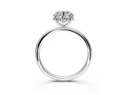 Hidden Halo Engagement Ring Setting for Round Cut Center with Thin Round-Wire Band and Prong Head in Platinum