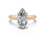 Solitaire Engagement Ring Setting for Marquise Center with Wide Knife Ridge Band and Prong Head in Rose Gold