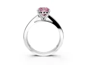 Solitaire Engagement Ring Setting for Fancy Pink Cushion Cut Center with Princess Cut Channel Band and Prong Head in White Gold
