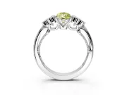 Cluster Engagement Ring Setting for Fancy Yellow Pear-Shaped Center with Bezel Accent Clusters and Prong Head in Sterling Silver