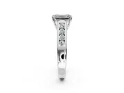 Solitaire Engagement Ring Setting for Emerald Cut Center with Cathedral Channel Band and Prong Head in Platinum