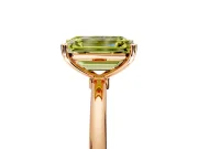 Solitaire Engagement Ring Setting for Fancy Yellow Emerald Cut Center with Straight Thin Band and Prong Head in Rose Gold