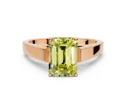 Solitaire Engagement Ring Setting for Fancy Yellow Emerald Cut Center with Tapered Split Shoulders and Prong Head in Rose Gold