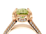 Solitaire Engagement Ring Setting for Fancy Yellow Radiant Cut Center with Accented Split Shank and Prong Head in Rose Gold