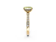 Solitaire Engagement Ring Setting for Fancy Yellow Radiant Cut Center with Round Cut Pave Band and Prong Head in Yellow Gold