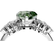 Cluster Engagement Ring Setting for Fancy Green Heart-Shaped Center with 2-Row Shoulder Clusters and Prong Head in White Gold