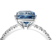 Solitaire Engagement Ring Setting for Fancy Blue Princess Cut Center with Large Accent Band and Prong Head in Sterling Silver