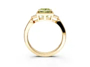Cluster Engagement Ring Setting for Fancy Yellow Princess Cut Center with Milgrain Shoulder Clusters and Prong Head in Yellow Gold